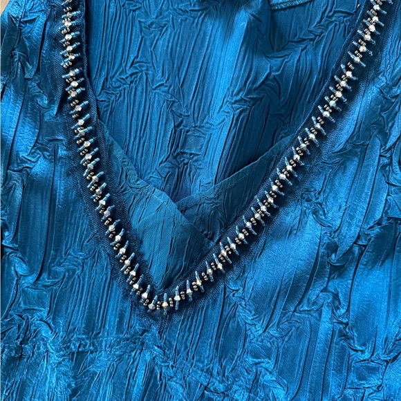 KOMAROV Designer V-neck Midi Cocktail Formal Dress Peacock Blue - Picture 7 of 11